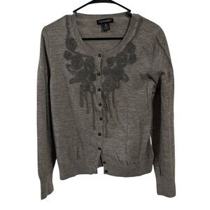 Banana Republic Extra Fine Merino Wool Cardigan Womens XL Floral Button Up soft